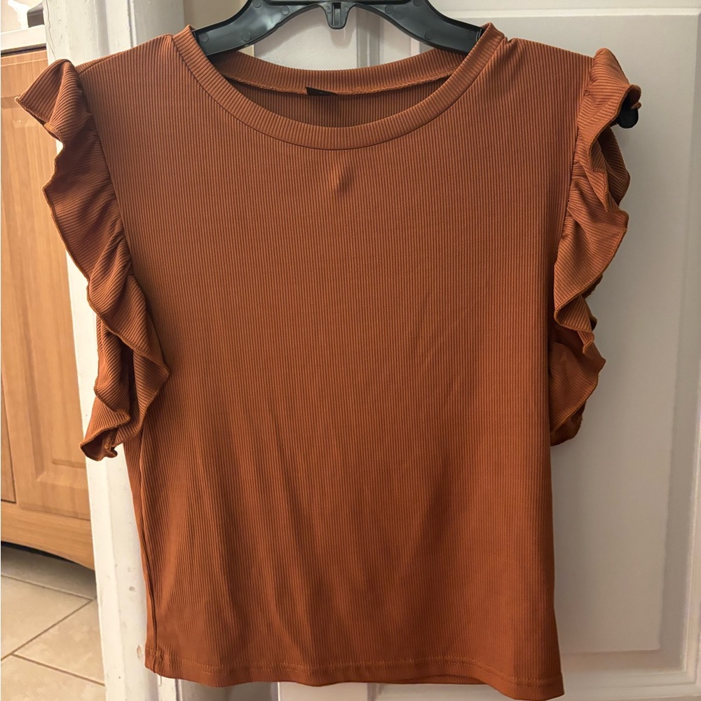 Burnt orange blouse, size large